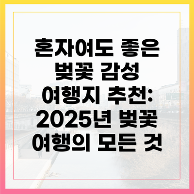 혼자여도 좋은 벚꽃 감성 여행지 추천: 2025년 벚꽃 여행의 모든 것