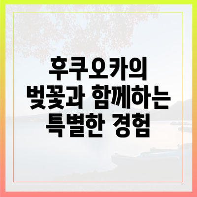 후쿠오카의 벚꽃과 함께하는 특별한 경험