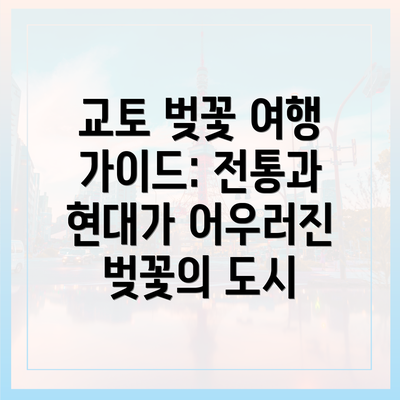 교토 벚꽃 여행 가이드: 전통과 현대가 어우러진 벚꽃의 도시