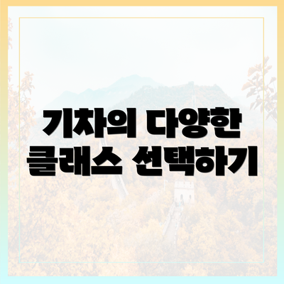 기차의 다양한 클래스 선택하기
