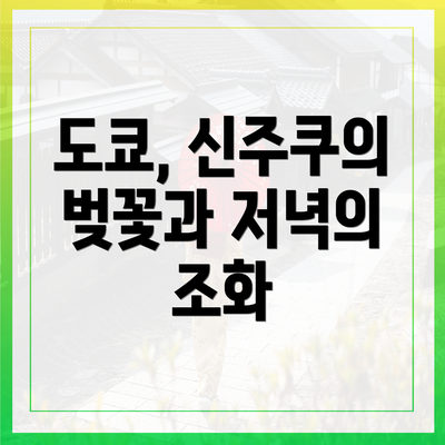 도쿄, 신주쿠의 벚꽃과 저녁의 조화