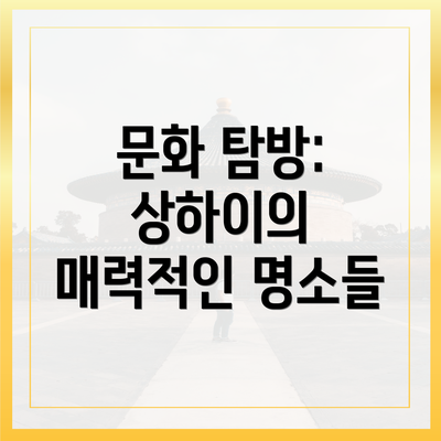 문화 탐방: 상하이의 매력적인 명소들