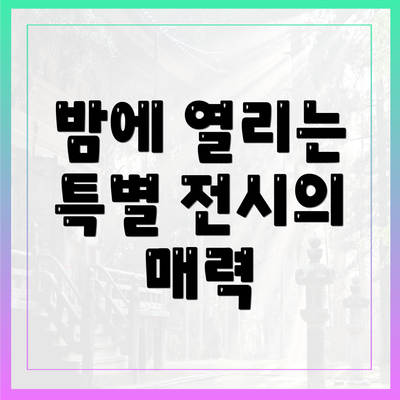 밤에 열리는 특별 전시의 매력