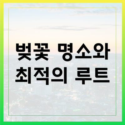 벚꽃 명소와 최적의 루트