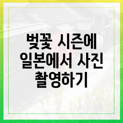 벚꽃 시즌에 일본에서 사진 촬영하기