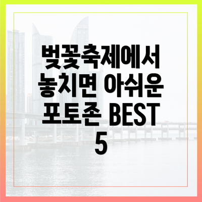 벚꽃축제에서 놓치면 아쉬운 포토존 BEST 5