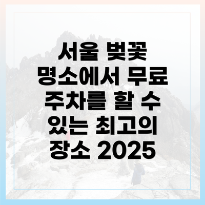 서울 벚꽃 명소에서 무료 주차를 할 수 있는 최고의 장소 2025