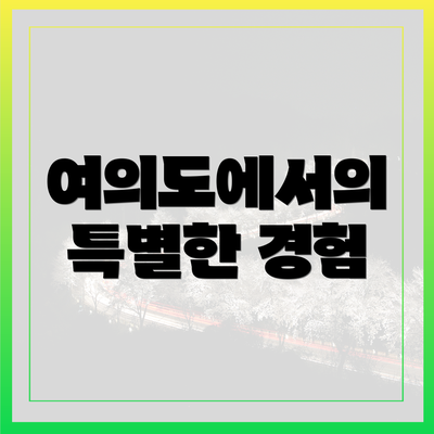 여의도에서의 특별한 경험