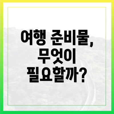 여행 준비물, 무엇이 필요할까?