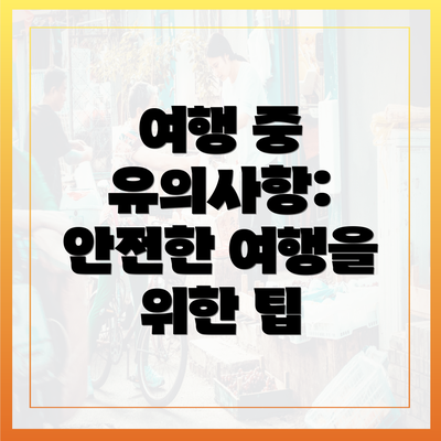 여행 중 유의사항: 안전한 여행을 위한 팁