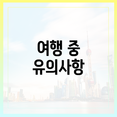 여행 중 유의사항
