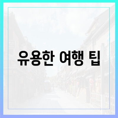 유용한 여행 팁