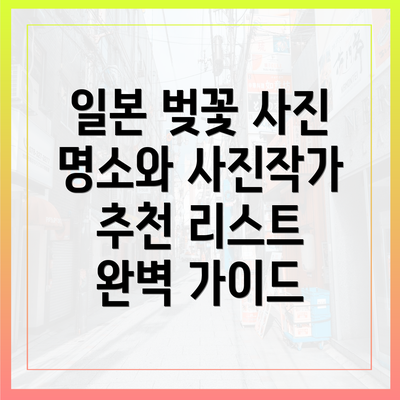 일본 벚꽃 사진 명소와 사진작가 추천 리스트 완벽 가이드