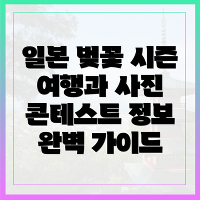 일본 벚꽃 시즌 여행과 사진 콘테스트 정보 완벽 가이드
