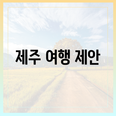 제주 여행 제안