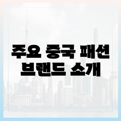 주요 중국 패션 브랜드 소개