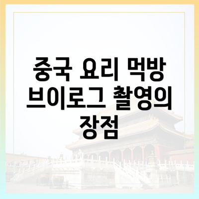 중국 요리 먹방 브이로그 촬영의 장점
