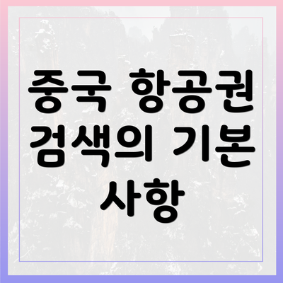 중국 항공권 검색의 기본 사항