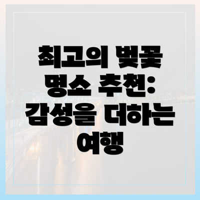 최고의 벚꽃 명소 추천: 감성을 더하는 여행