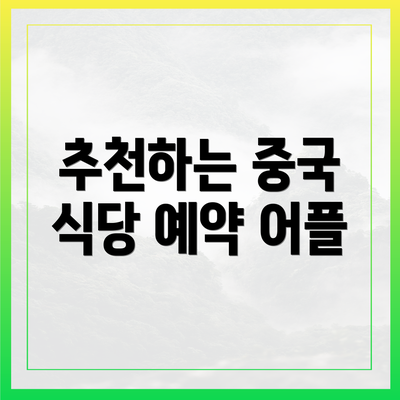 추천하는 중국 식당 예약 어플