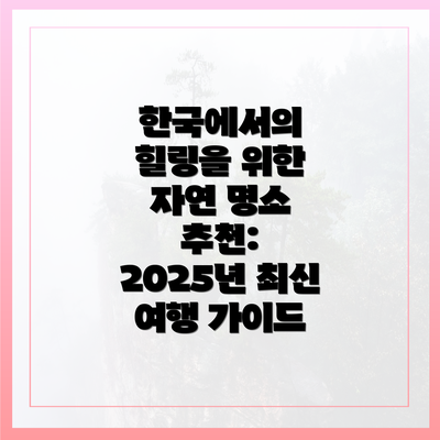 한국에서의 힐링을 위한 자연 명소 추천: 2025년 최신 여행 가이드