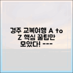 타임머신 경주 교복여행 완벽 가이드