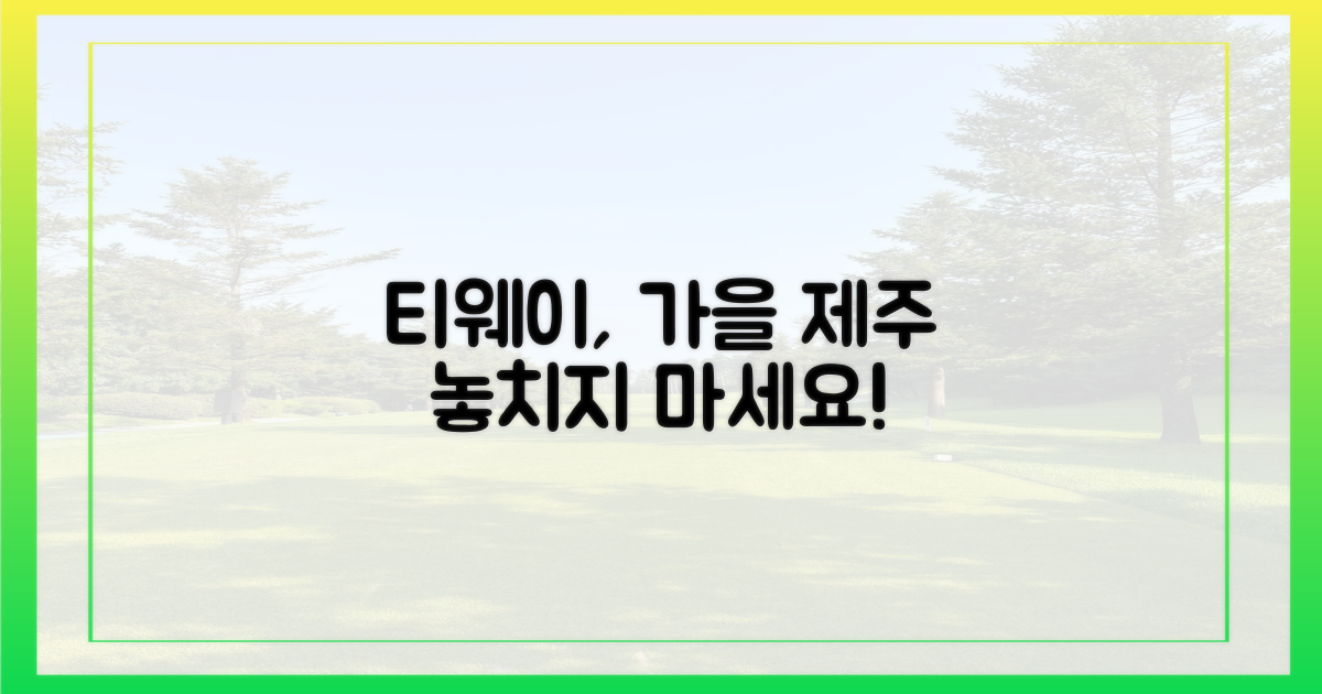 티웨이 가을 제주 뜬다