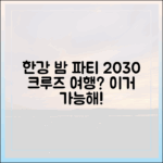 한강 가을밤 파티, 2030 크루즈 여행 즐길 수 있을까?